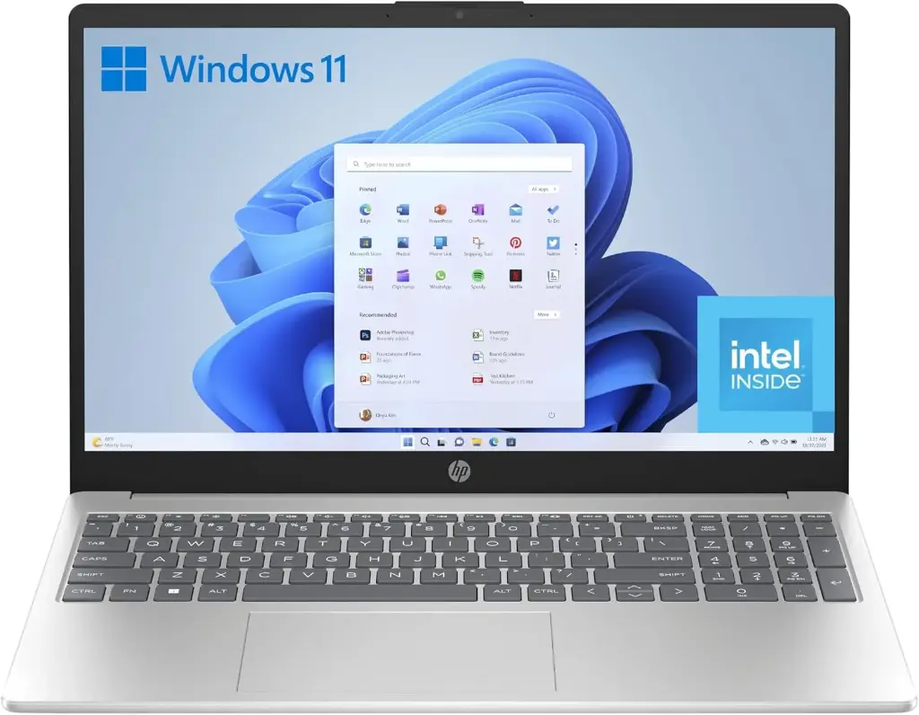HP 15-fd0186ns - Ordenador portátil de 15.6" FHD (Intel N100, 4GB RAM, 128GB UFS, Intel UHD, Windows 11) Plata - Teclado QWERTY Español